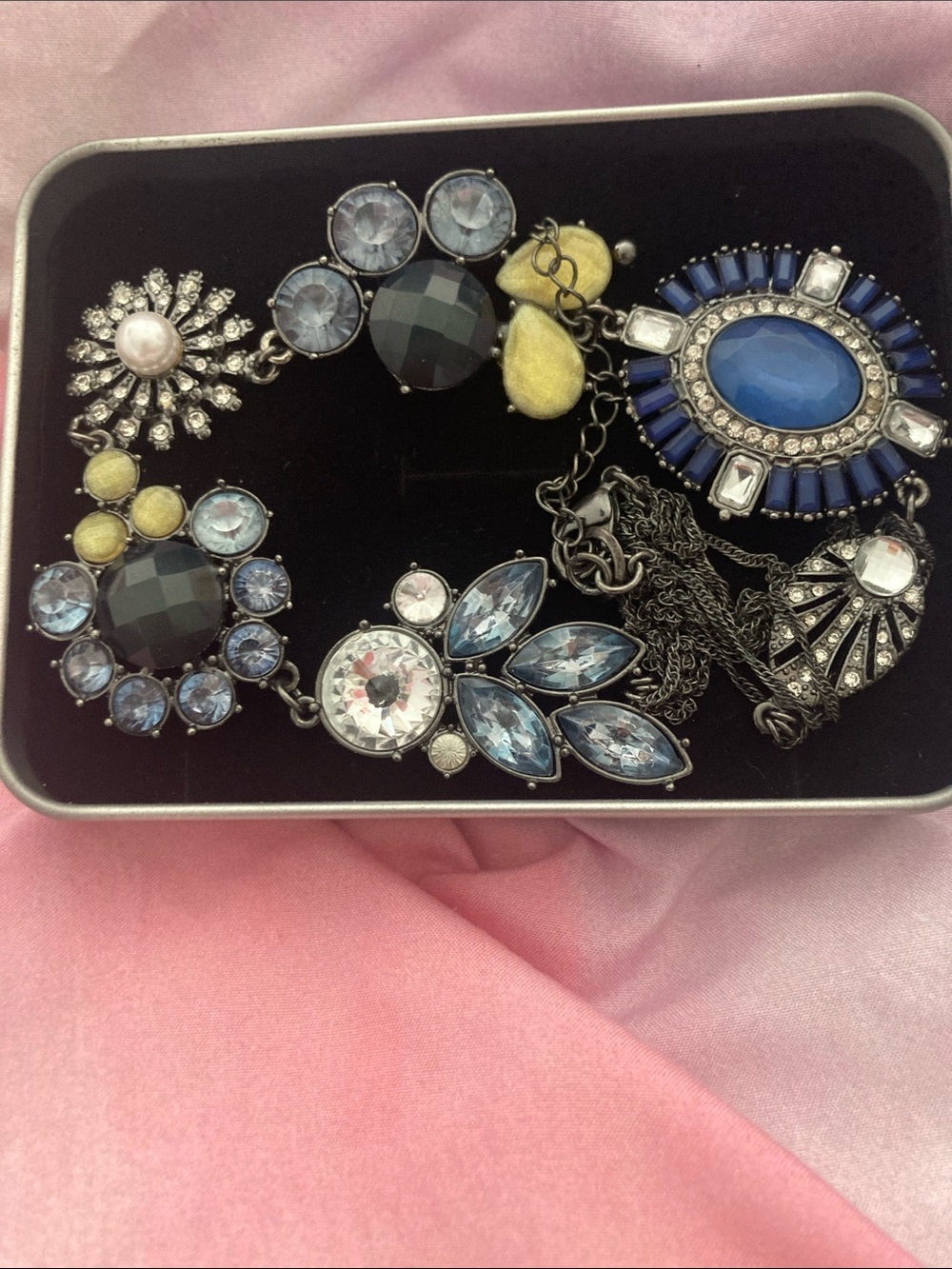 Statement Blue Multi-Colored Crystal Necklace